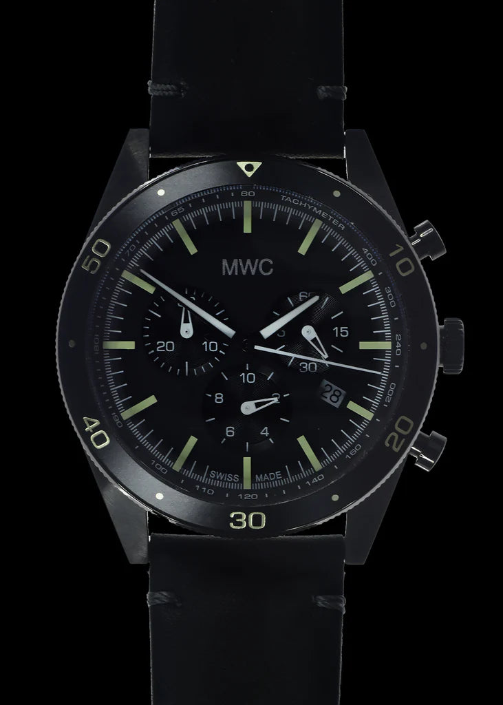 Limited Edition MWC 100m waterbestendige Zwitserse luchtvaartpiloten chronograaf (coverte PVD-afwerking)