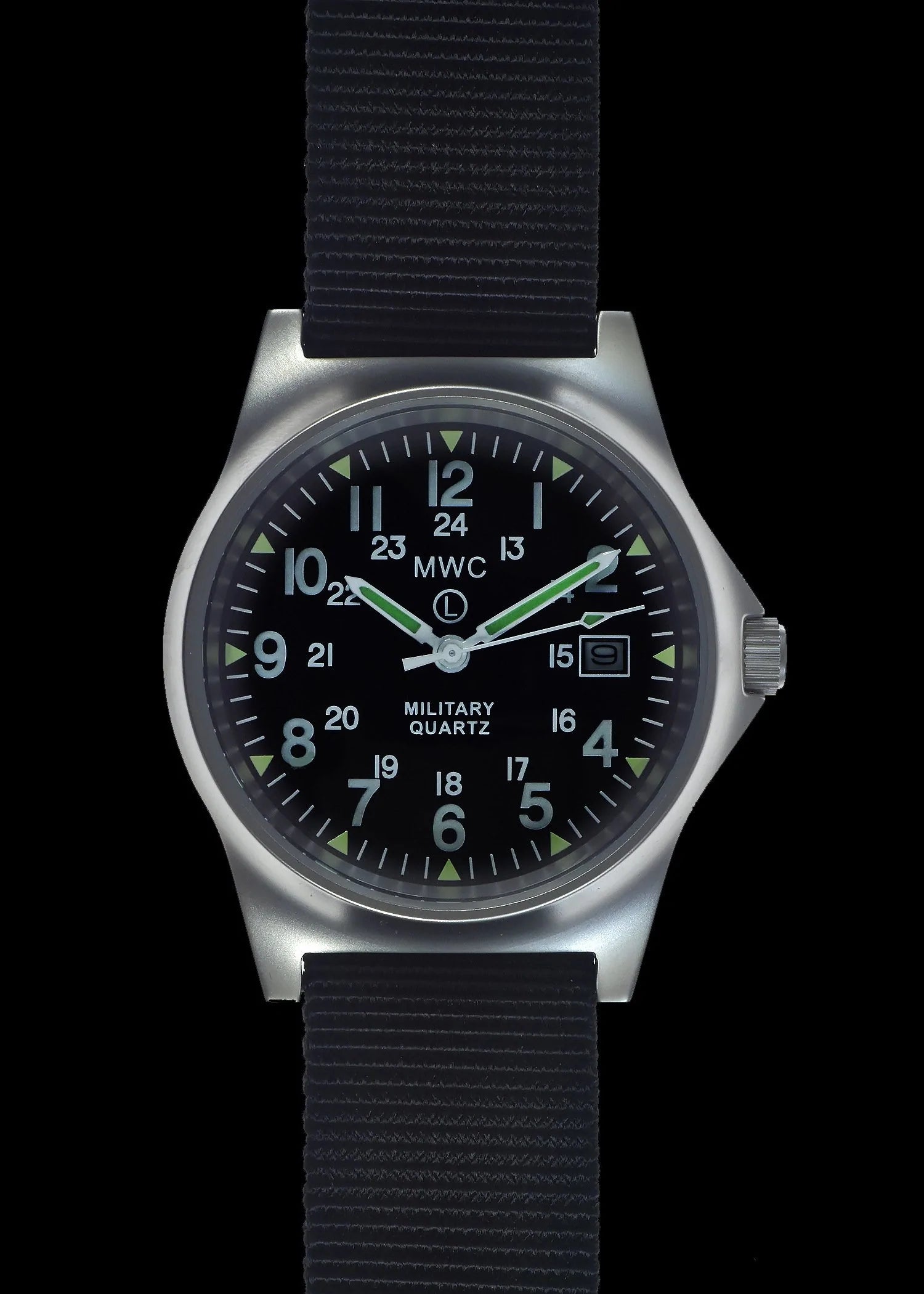 Military Watch Company G10 12/24 Horloge met Datum en Roestvrij Stalen Kast