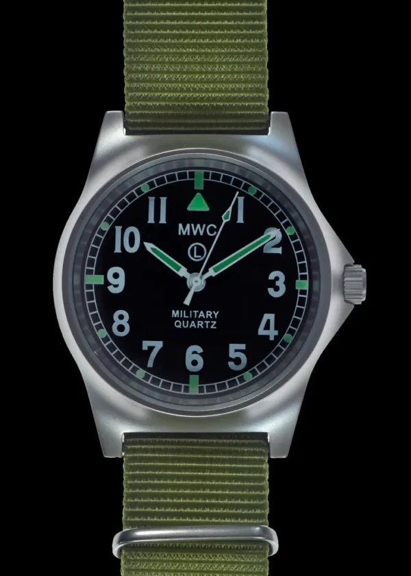 MWC G10 LM roestvrij staal niet-datum militair horloge (olijfgroene band)