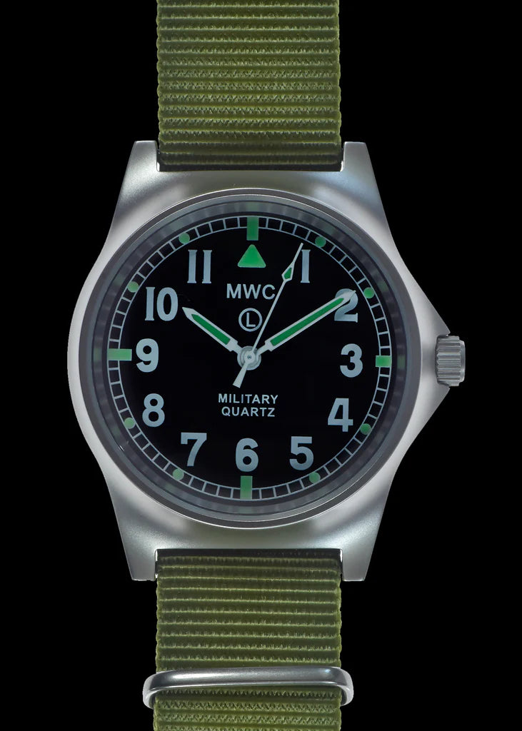 MWC G10 LM roestvrij staal niet-datum militair horloge (olijfgroene band)