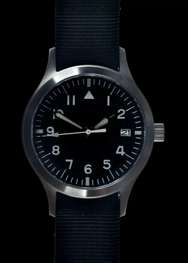 MWC Mk III Roestvrijstalen 1950's patroon 100m waterbestendig automatisch militair horloge met saffierglas (merkloze variant met eenvoudige graveerbare achterkant)