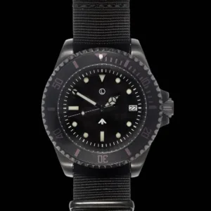 Military Watch Company Matzwart Duikers Horloge 300m Waterbestendig met Schroefkroon